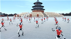 50台宇树G1机器人空降天坛！红袍加身大秀武术 堪比科幻大片