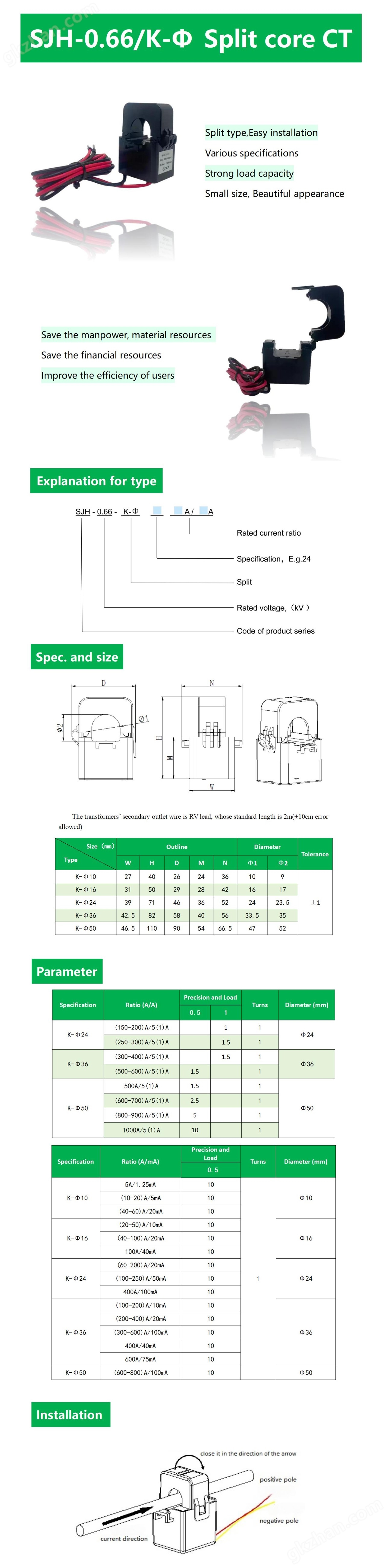 Elest split core ct 開口電流互感器
